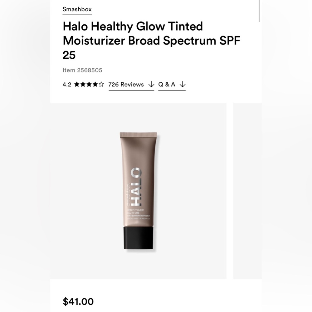 Smashbox halo, healthy glow all in one tinted moisturizer SPF 25